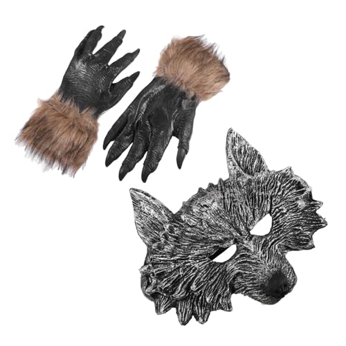 Warmhm Halloween Werwolf Masken und Handschuh Realistische Leichte Gruselmaske mit Werwolf Maske und Passenden Handschuhen Komfortabel für Karneval Kostüm und Partydekoration von Warmhm