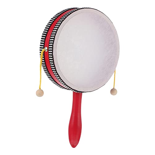 Warmhm Handheld Wellenrassel Trommelspielzeug Musikinstrument für Rote Percussion Handtrommel zur Musikalischen Früherziehung für Geburtstags und Feiertagsgeschenke von Warmhm