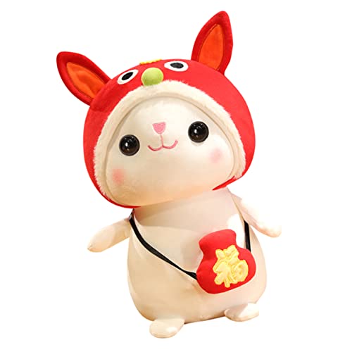 Warmhm Hasenpuppe Plüschtiere neu realistischer Plüsch für Mädchen Hasen Kuscheltier Cuddly Bunny Tier Plüschfigur Party-Kaninchen-Puppe Couch-Kaninchen-Puppe PP Baumwolle rot von Warmhm