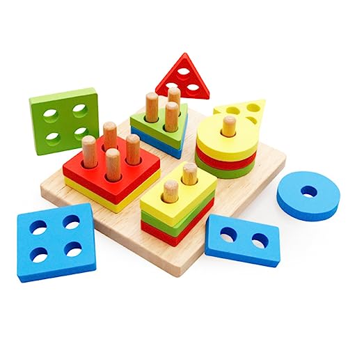 Warmhm Holz Geometrische Bausteine Set Stapelspielzeug Und Formen Sortierer Für Teile Lernspielzeug Motorik Und Kreativität von Warmhm