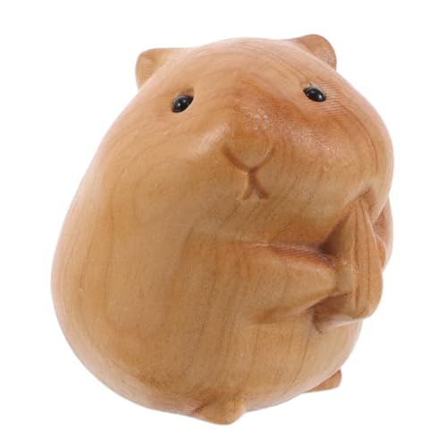 Warmhm Holz Geschnitzte Hamsterfigur Exquisite Tier Skulptur Für Schreibtischdekoration Handgefertigtes Holzkunstwerk Hamster Modell Perfektes von Warmhm