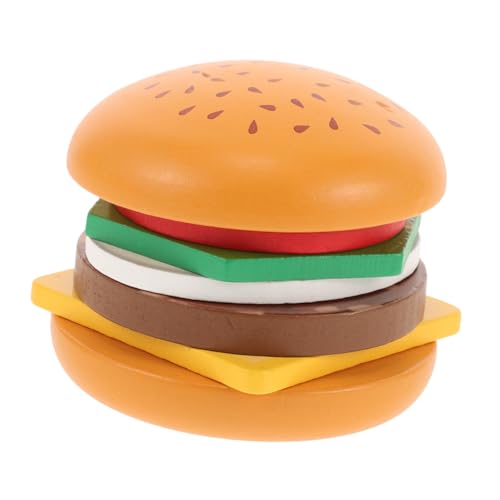 Warmhm Holzburgerspielzeug Spielset Für Die Kinderküche Lebensmittelspielzeug Spielzeugküche Kinderküchenzubehör Spielküchenzubehör Spielzeugnahrung Hölzern von Warmhm