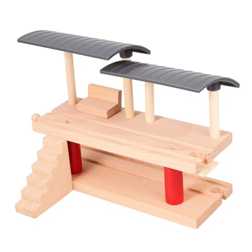 Warmhm Holzplattformspielzeug Eisenbahnspielstation Plattformspielzeug Rollenspielzug Doppeldeckerplattform Kinderschienenzüge Kinderstützbahnplattform Kunststoff Beige von Warmhm