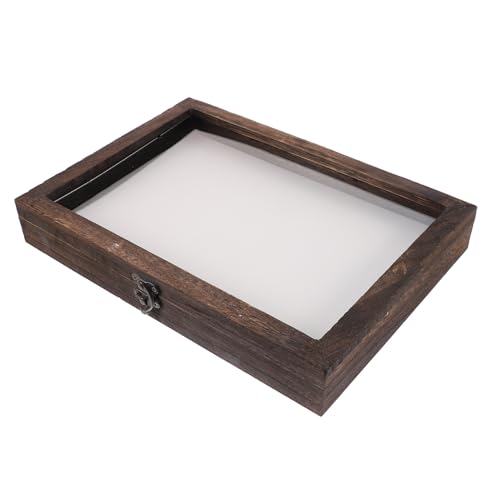 Warmhm Insektenkasten aus Massivem Holz wasserdichte Vitrine mit Transparentem Deckel Stabile Aufbewahrungsbox für Schmetterlings Pflanzenproben Retro Design für Sammler von Warmhm