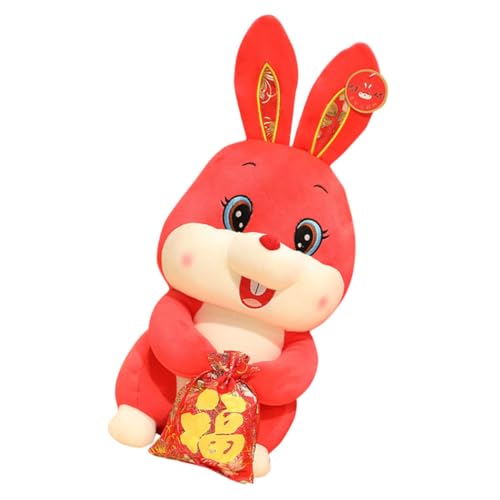 Warmhm Jahr des Kaninchens Kaninchenpuppe Niedliches Ausgestopftes Kaninchenspielzeug Jahr des Kaninchenspielzeugs Ornament Sternzeichen Kaninchen Plüschhase Stofftier Kleine Puppen von Warmhm