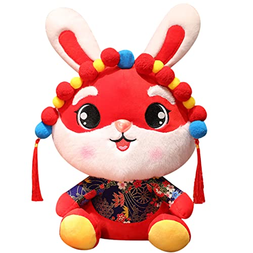 Warmhm Jahr des Kaninchens Plüschpuppe Cartoon Stofftier Plüschtiere Puppe Plüschpuppen Plüschornament Ausgestopfter Hase Dekorationen Ausgestopftes Kaninchen Maskottchen Ausgestopfte von Warmhm