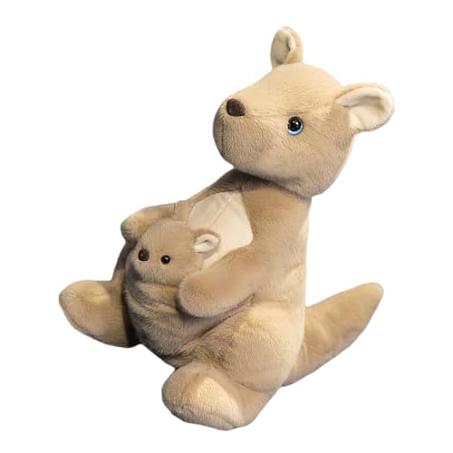 Warmhm Känguru-plüschtier Ausgestopft Puppe Für Tierisches Plüschtier Gefälschtes Tier Stofftier Weiches Gefülltes Tier Flauschiges Tier Tiere Plüsch Khaki Pp Baumwolle von Warmhm
