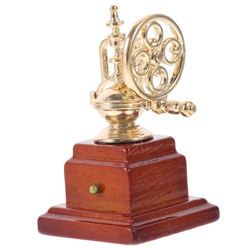Warmhm Kaffeemaschinen-Ornamente Kaffeekocher Kaffeevollautomat Kaffeekapselmaschine Kaffeemaschine Kaffeepadmaschine Puppenhaus Mini-hauskaffeemaschine Golden Holz von Warmhm