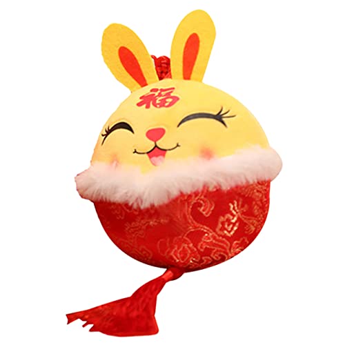 Warmhm Kaninchen-anhänger Plüsch Ausgestopft Karikatur Kaninchen-Maskottchen-Puppe Hase-Maskottchen-Puppe Neujahrsdekoration Frühlingsfestliche Puppe Yellow Pp Baumwolle von Warmhm