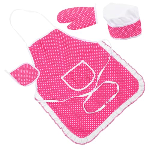 Warmhm Kinderschürze mit Kochmütze und Ofenhandschuhen Verstellbarem Kochkostüm für Backen und Kochen Strapazierfähiges Material Schutzkleidung für Mädchen und Kleinkinder von Warmhm