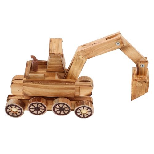 Warmhm Kinderspielzeug holzspielzeug Baustellen Modell Bagger aus Holz Dekorative Bagger Figur Holz Bagger für Spielszenarien Spielzeugbagger -Baufahrzeuge Khaki von Warmhm