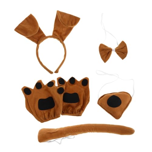Warmhm Kindertierkostüm Hundekostüm Kit mit Hundekopfschmuck Verstellbarem Kopfband Fliege Nase und Handschuhen für Jungen und Mädchen Weiche Atmungsaktive Materialien für Halloween und von Warmhm
