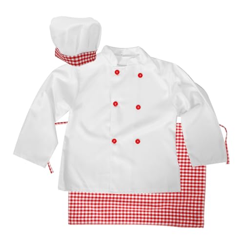 Warmhm Kochkostüm Langarm mit Kochmütze und Schürze Hochwertiges Rollenspiel Outfit für Kleine Nachwuchsköche für Backen Kochen und Bühnenauftritte von Warmhm