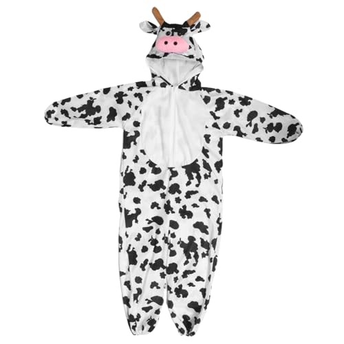 Warmhm Kuh Kostüm Einteiler Weiches Atmungsaktives Tierkostüm für Bühne Karneval Halloween Party Verkleidung für Kindergarten Aufführung von Warmhm