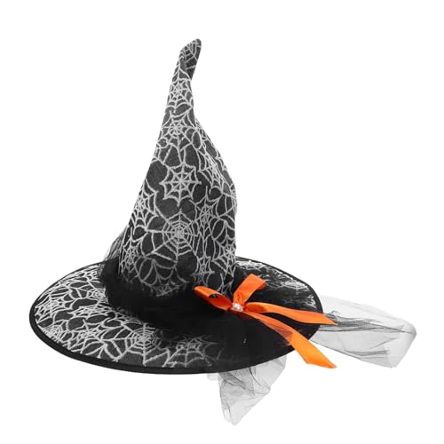 Warmhm Leichter Halloween Hexenhut mit Spinnennetz design Netzgewebe Schleife Vielseitiges Hexen cosplay für Damen Party Karneval Kostümzubehör Halloween Dekoration Warmhm Leichter Halloween Hexenhut mit Spinnennetz design Netzgewebe Schleife Vielseitiges Hexen cosplay für Damen Party Karneval Kostümzubehör Halloween Dekoration von Warmhm