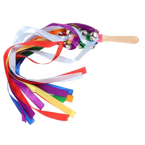 Warmhm Luftschlangen kleben Gymnastikbänder Streamer fließt Stoff für Blumenstrauß-Luftschlangen Band-Hochzeitsschlangen Band Zauberstab Montessori-Rassel hölzern von Warmhm