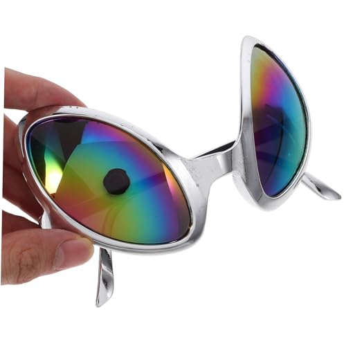 Warmhm Lustige Alien Für Erwachsene Neonfarbene Cosplay Brille Foto Requisite Für Alien Party Silbernem Rahmen Und Linsen von Warmhm