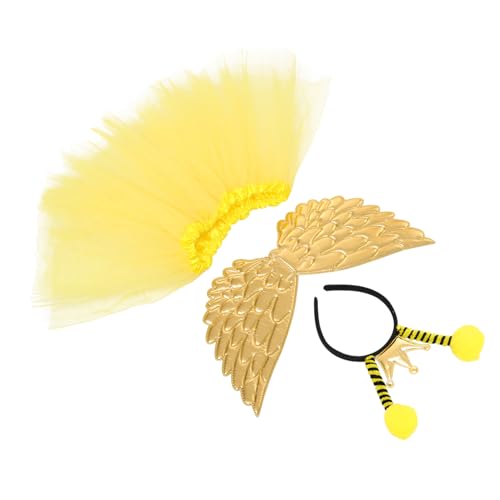 Warmhm Mädchen Kostüm Set Tüllrock Teiliges Set mit Haarreif und Engelsflügeln für Kleinkinder Leichtes Bequemes Material für Halloween Themen und Kostümpartys von Warmhm