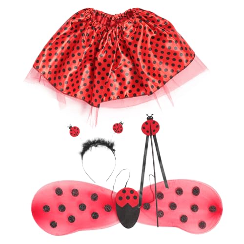 Warmhm Mädchen Ladybug Kostüm Teilig mit Netz Tutu Rock Flügel Haarreif und Zauberstab für Karneval Geburtstag Cosplay Party und Bühnenauftritte Warmhm Mädchen Ladybug Kostüm Teilig mit Netz Tutu Rock Flügel Haarreif und Zauberstab für Karneval Geburtstag Cosplay Party und Bühnenauftritte von Warmhm