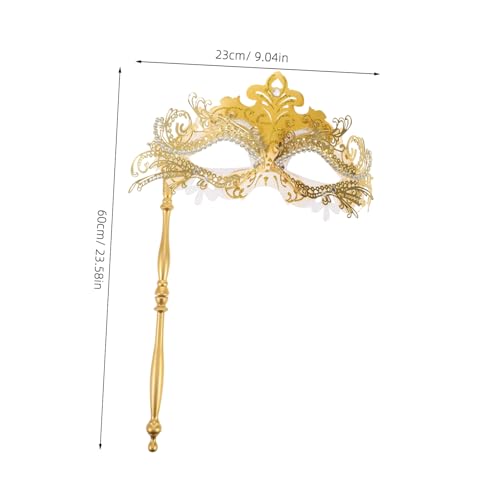 Warmhm Masquerade Maske mit Abnehmbarem Stab Weiße Platindesign Drachenmuster Langlebig und Komfortabel Damen Halloween Cosplay Kostüm Party Maske für Maskenball und Karneval von Warmhm