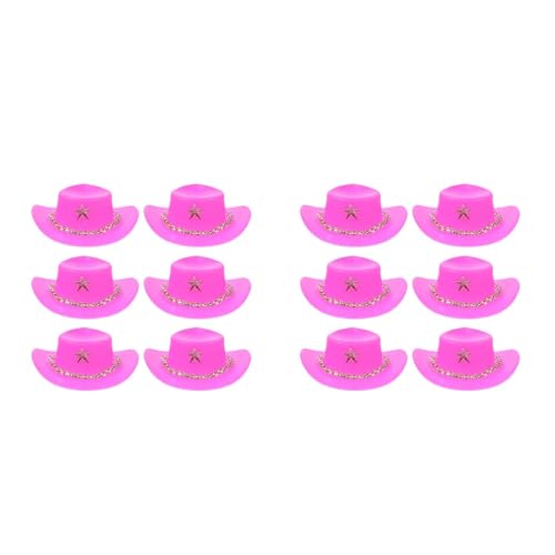 Warmhm Mini-Cowboyhüte Für Puppen Kunststoff Miniatur-Western Kleine Cowgirlhüte Für Puppen Zum Anziehen Von Partys (12 Stück) von Warmhm