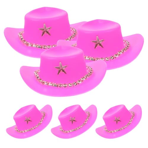 Warmhm Mini-Cowboyhüte Für Puppen Kunststoff Miniatur-Western Kleine Cowgirlhüte Für Puppen Zum Anziehen Von Partys (6 Stück) von Warmhm