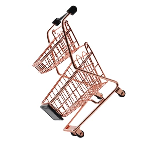 Warmhm Mini Einkaufswagen Aus Metall Mini Trolley Für Desktop Dekoration Doppelschicht Warenkorb Für Sammler Perfektes von Warmhm