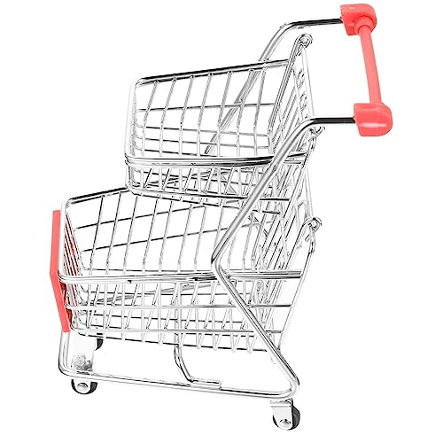 Warmhm Mini Einkaufswagen Modell Deko Trolley Handcart Für Schreibtisch Zweischichtig Kleine Lagerbehälter Für Erwachsene Tischdekoration Und Aufbewahrung von Warmhm