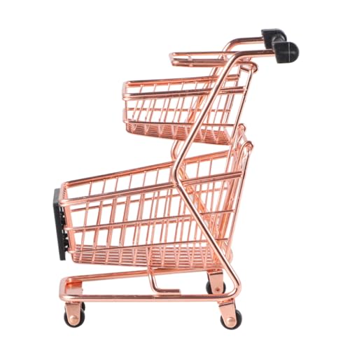 Warmhm Mini Einkaufswagen für Roségoldene Simulation Einkaufstrolley mit Stauraum für Kreative Spiele und Kognitive von Jungen von Warmhm