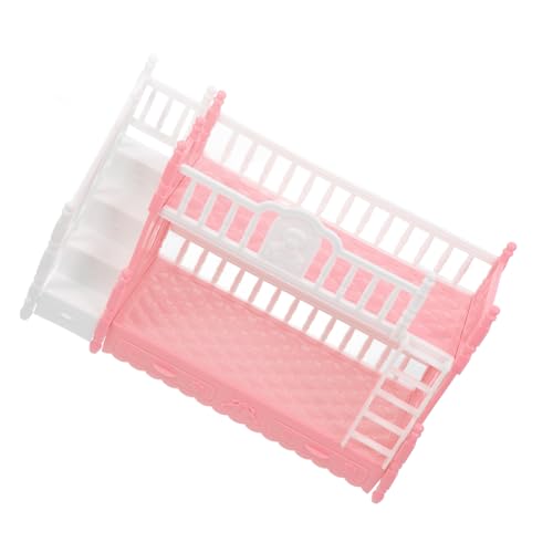 Warmhm Mini -Etagenbettmodell Puppenmöbel realistisch klein Miniatur Mini-Möbelstütze Mini-Verzierung Puppenhausmöbel Requisiten Mini-Etagenbett-Puppenbausatz Abs Rosa von Warmhm