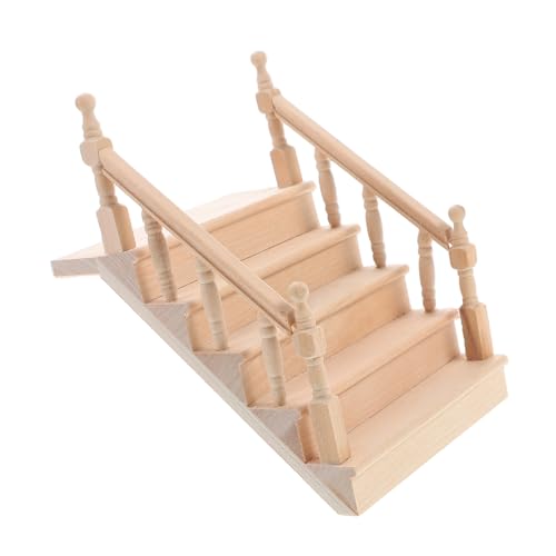 Warmhm Mini Kleinmöbeltreppe Miniaturmöbel Miniatur Puppenhaustreppe Mini Puppenhausmöbel Miniatur Puppenhausmöbeltreppe Miniatur Holz Hellbraun von Warmhm