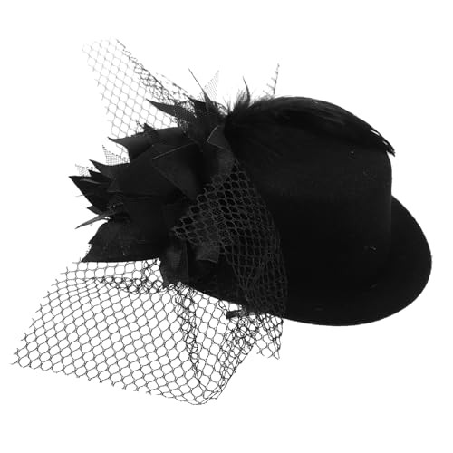 Warmhm Modischer Fascinator mit Blumendekor und Haarklammer Kleiner Zylinder für Damen Punk Stil Einheitsgröße Strapazierfähiges Satin und Netz für Teepartys Warmhm Modischer Fascinator mit Blumendekor und Haarklammer Kleiner Zylinder für Damen Punk Stil Einheitsgröße Strapazierfähiges Satin und Netz für Teepartys von Warmhm