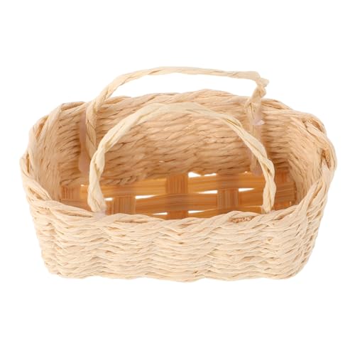 Warmhm Mini-aufbewahrung Skorb Kleiner Weidenkorb Kleiner Picknickkorb Puppenhaus Wäschekorb Miniatur-puppenhauszubehör Mini-puppenhauszubehör Beige Rattan von Warmhm