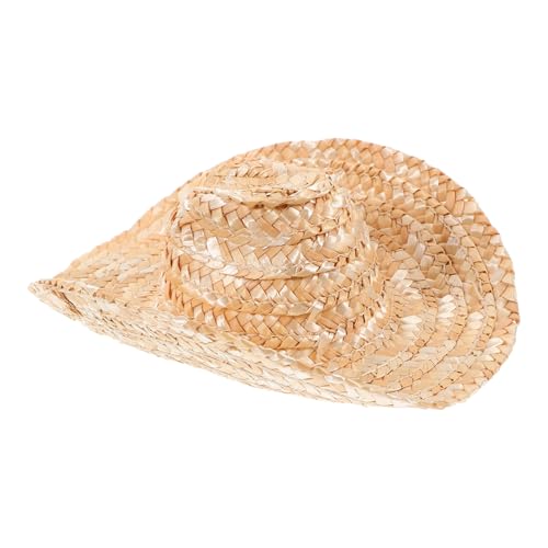 Warmhm Mini-cowboyhut-Strohhut Kind Klein Hüte Party Miniaturen Kuh Puppe Gewebter Bastelhut Hut Basteln Mini-hutfiguren Gewebte Mützen Kreative Hutverzierung Foto -Prop -zubehör von Warmhm