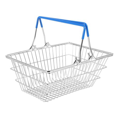 Warmhm Mini-einkaufskorb Korb Für Kleiner Einkaufskorb Einkaufswagen Für Spielzeugspeicher Körbe Weiden Zappeln Deckel Rostfreier Stahl Blue von Warmhm