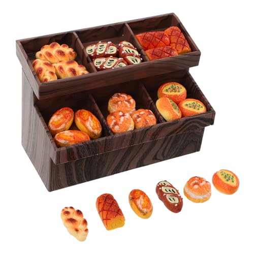 Warmhm Miniatur Brot Schrank Harz Realistische Miniatur Display Vitrine mit Simuliertem Brot Platzsparend Langlebig für Heimdeko Fotoshootings Bildung und Einzelhandel Warmhm Miniatur Brot Schrank Harz Realistische Miniatur Display Vitrine mit Simuliertem Brot Platzsparend Langlebig für Heimdeko Fotoshootings Bildung und Einzelhandel von Warmhm