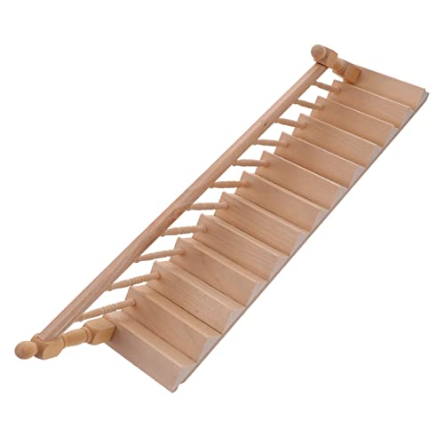 Warmhm Miniatur Treppe mit Handlauf Unbemalte Holzleiter für Puppenhaus und Mikrolandschaften für DIY Dekoration und Mini Haus Zubehör Rechter Handlauf von Warmhm