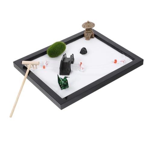 Warmhm Miniaturlandschaft des Meditationsgartens Mini-Zen Haushaltsdekor Zen-Garten Desktop- Miniaturlandschaft Mit Sand Tischdekoration Aus Sand von Warmhm