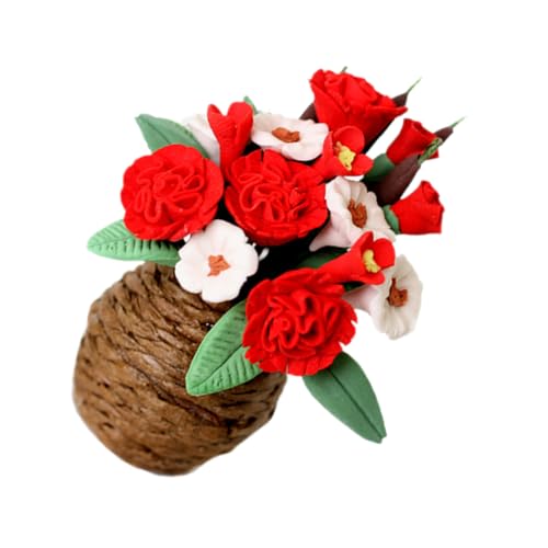 Warmhm Miniaturvasen mit Künstlichen Blumen Dekoratives Zubehör für Puppenhäuser Realistisches Blumenmodell im Mini Format für DIY Projekte und Zen von Warmhm