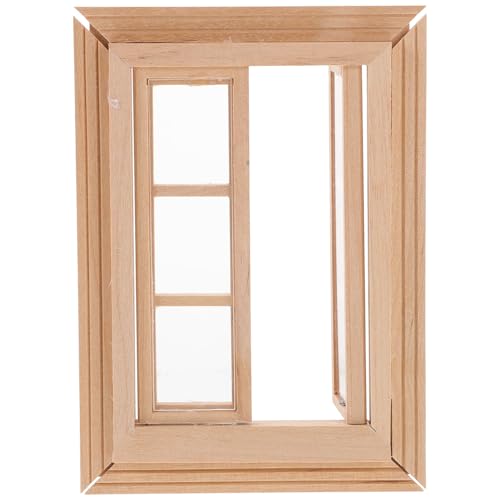 Warmhm Minifenster Puppe Zubehör Miniatur Steht Winzige Fensterdekoration Mini-fenstermodell Mini-leeres Fenster Mini Ungefärbtes Holzfenster Mini-Dekoration Kleine Hausdekoration Hölzern von Warmhm