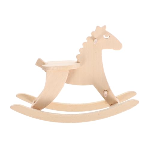 Warmhm Modellpferd Schaukelpferd Modell Puppenhaus Miniatur Schaukelpferd Kleines Winziges Miniatur Schaukelpferd Modell DIY Pferdestuhl Puppenhausmöbel Pferde Beige von Warmhm