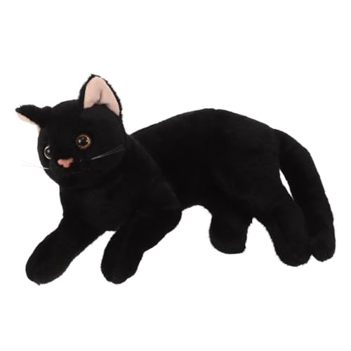 Warmhm Plüschtier Schwarze Katze Plüschkatze Kuscheltier Plüschkatzenspielzeug Halloween Katzenspielzeug Kuscheltier Katze Realistische Schwarze Katze Ausgestopftes Stofftier von Warmhm