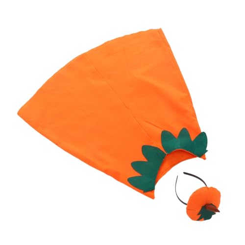 Warmhm Pumpkin Cape Set Orange Halloween Outfit mit Kopfband Weichem Material für Jungen und Mädchen für Geburtstagsfeiern Schultheater und Feiertagsveranstaltungen von Warmhm