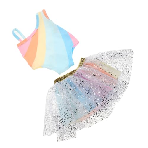 Warmhm Puppen Tutu Rock Für Puppen Glitzernder Tüllrock Für Rollenspiele Und Festliche Anlässe Regenbogenfarben Puppenkostüme von Warmhm