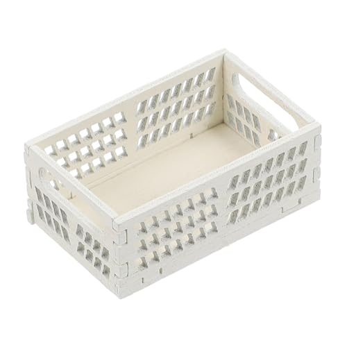 Warmhm Puppenhaus-Aufbewahrungsbox Korb Aufbewahrungskörbe Badezimmerkörbe Miniatur holztruhe klein kleine holzbox Toy Box Mini-Körbe-Modell puppenhaus zubehör mini hölzern Weiß von Warmhm