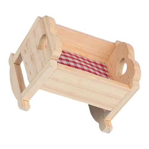 Warmhm Puppenhauszubehör Puppenhaus Krippe Puppenbett Puppenmöbel Bett Puppenwiege Aus Holz Puppenhausbett Hölzern von Warmhm