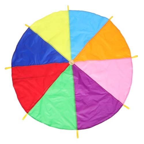 Warmhm Regenbogen Regenschirm Spiel Requisiten Regenbogen Fallschirm Trampolin Zeltabdeckung Fallschirmspielzeug Fallschirm Turnfallschirm Outdoor Spielgeräte Gymnastik Fallschirmtuch von Warmhm