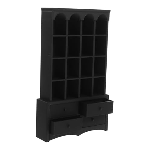 Warmhm Retro Mini Aufbewahrungsschrank für Puppenhaus Deko Platzsparendes Regal für Kreative Spielideen Schwarz von Warmhm
