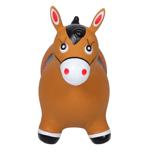 Warmhm Schaukelpferd Für Kleinkinder Aufblasbare Tiere Laufpferd Hüpfpferd Aufsitzpferd Aufblasbares Aufsitzspielzeug Hüpfspielzeug PVC Hellbraun von Warmhm