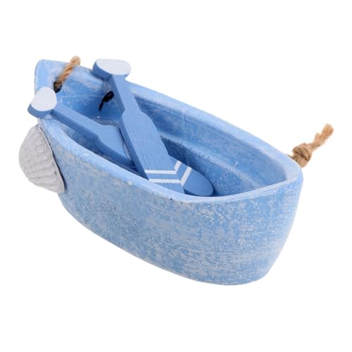Warmhm Schiffsmodelldekoration Ornamente Miniatur Puppenhaus-Strandzubehör Schwebend nautisch segelboot Modell Puppenhaus Zubehör Mini-Boot-Dekore Strand-Sandkasten- Holz Sky-Blue von Warmhm